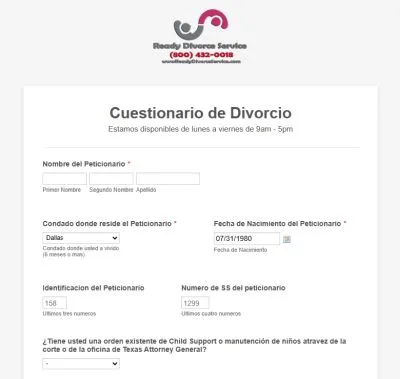 Cuestionario de Divorcio